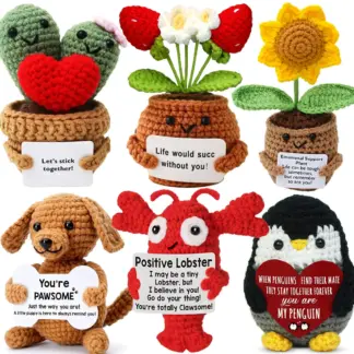 Positieve energie gehaakte pop zak knuffel handgemaakte gebreide pluche aardappel plant avocado bij schildpad eend grappige emotionele ondersteuning cadeau
