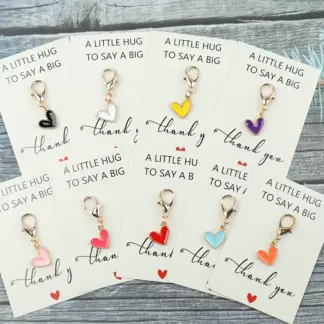 Hartvormige sleutelhanger met dankkaart - 10 stuks
