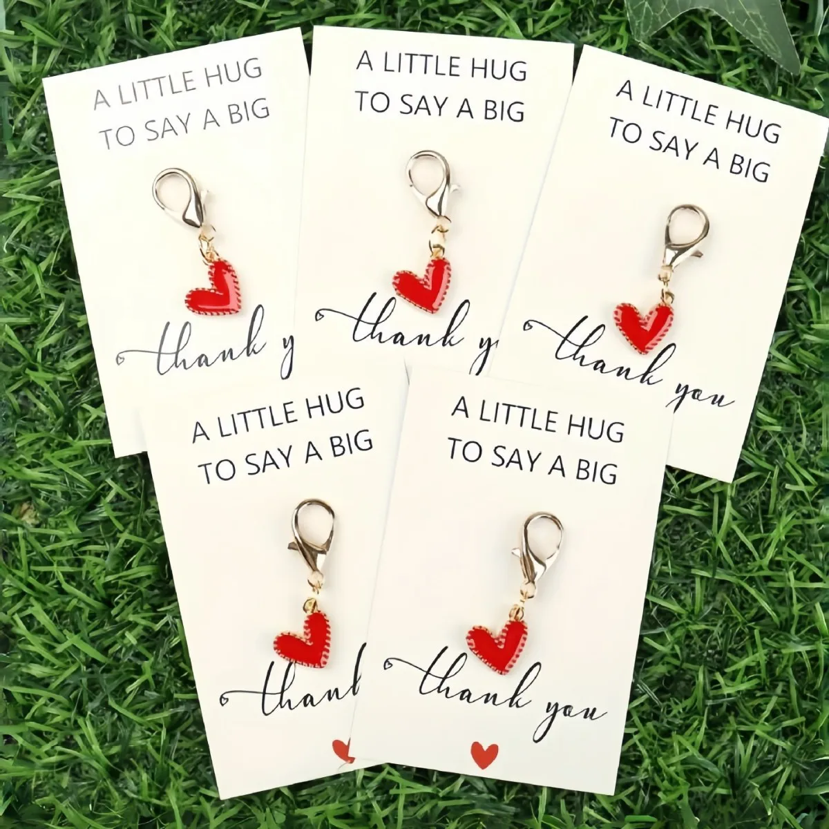 Hartvormige sleutelhanger met dankkaart - 10 stuks - Afbeelding 5